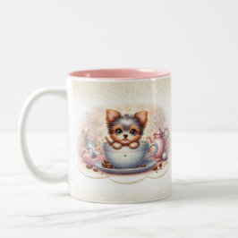 Yorkie de xícara amante de café