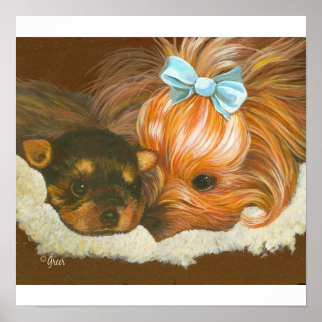 Yorkie Mama com Baby Impressão (Frente)