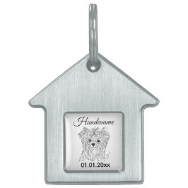 Yorkie Minimalist Line Art Personalized Dog Tag