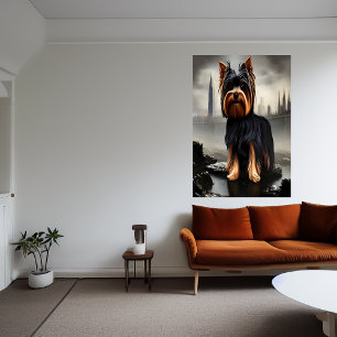 Yorkshire Terrier na cidade AI Art Poster