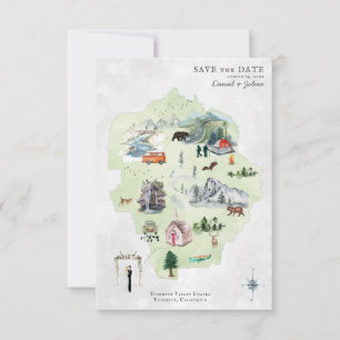 Yosemite Mapa de Itinerário de Casamento de Dest