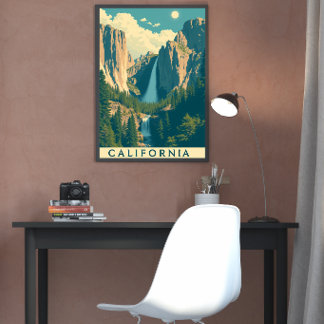 Yosemite Waterfall Vintage Poster
