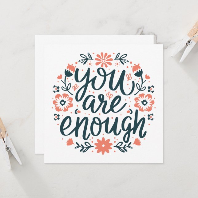 You are enough self love positive quotes floral (Frente/Verso In Situ)