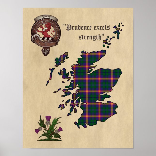 Young Clan Crachá e Tartan Poster 11x14 (Frente)