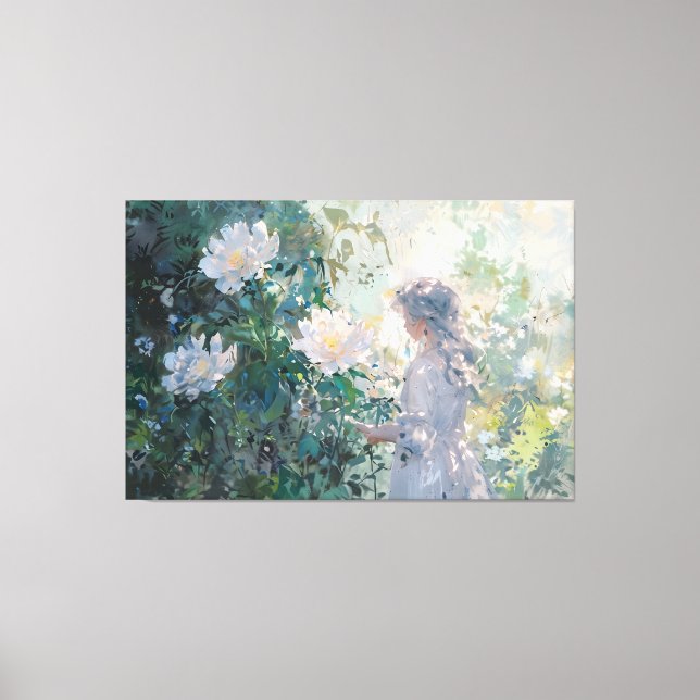 *~* Young Girl FLOWERS TV2 Stretch Canvas Print (Frente)