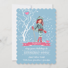 Young Girl Skier | Cartões de Natal de Nome Person