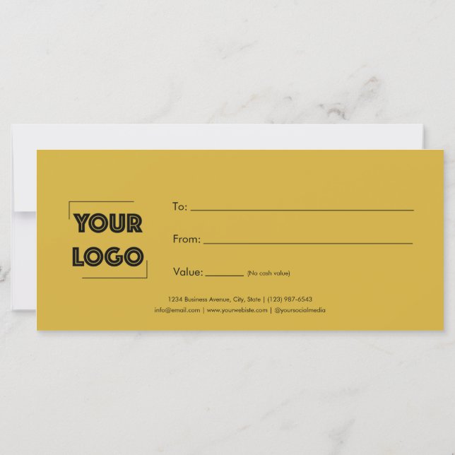 Your Logo Custom Business Gift Certificate (Verso)