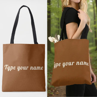 Your Name on Brown Tote Bag