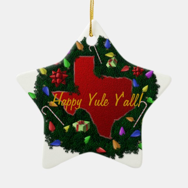 Yule feliz você enfeites de natal de Texas (Frente)