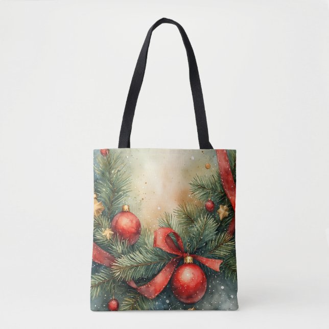 Yuletide Charm Watercolor Tote Bag (Frente)