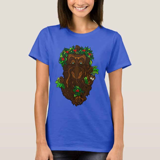 Yuletide Pagan Wicca Greenman T-Shirt (Frente)