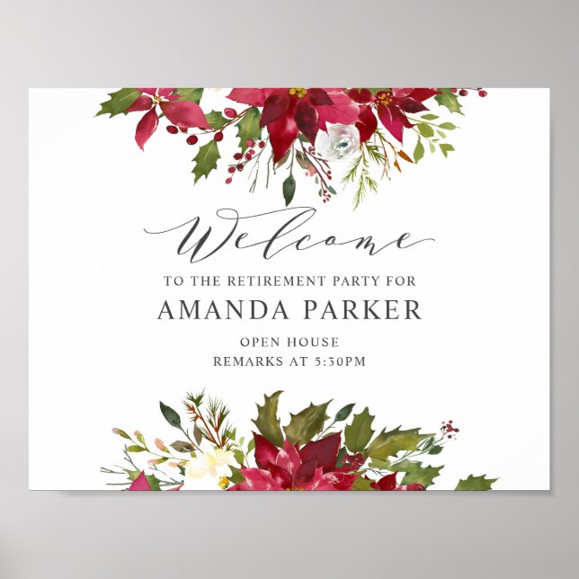 Yuletide Poinsettia Bem-vindo Poster V2 (Frente)