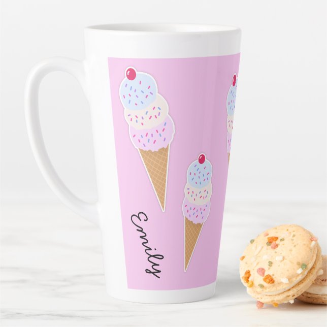Yummy Icecream Cone Personalizou A Caneca Latte (In Situ)