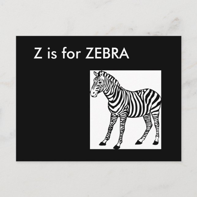 "Z" é para o cartão de identidade zebra alfabética (Frente)