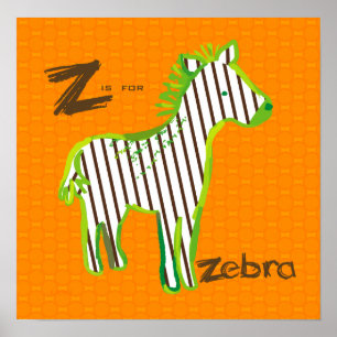 "Z é para poster digital da pintura da zebra"