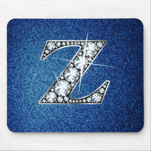 Z Faux-"Diamond Bling" em Denim Mousepad
