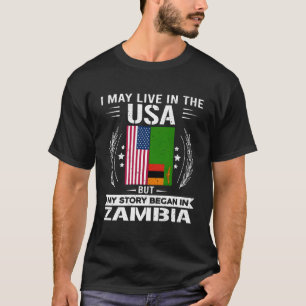 Zâmbia Camisa Orgulhosa Zâmbia E Eua Flageam Zâmbi
