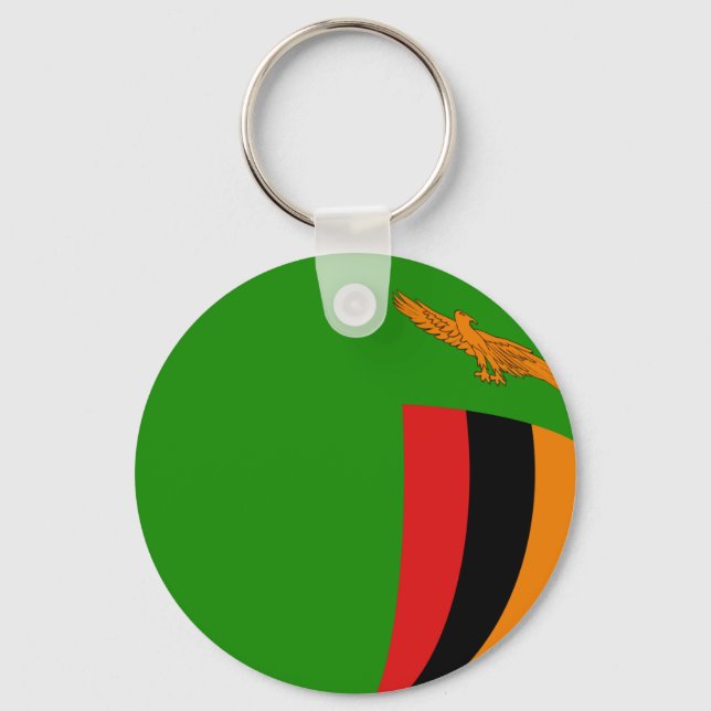 Zambia Fisheye Flag Chaveiro (Frente)