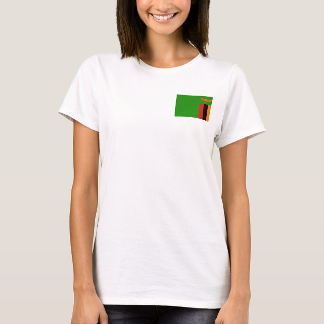 Zâmbia Flag e Map dk T-Shirt (Frente)
