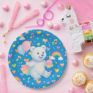 Zarah o Urso Polar Dançante • Pratos de Papel para