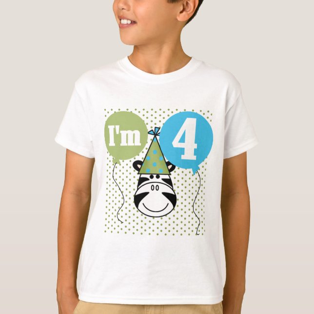 Zebra 4º Aniversário T-shirts e presentes (Frente)