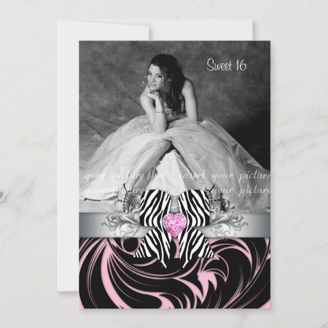 Zebra Arco Sweet 16 Party Formando Cartão com foto (Frente)