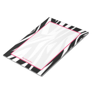 Zebra & bloco de notas personalizado rosa