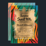 Zebra Colorful Sweet 16º Convites de Aniversário<br><div class="desc">O padrão de impressão em zebra colorida em forma de chic sobreposto com folha falsa de ouro e os detalhes de sua festa de aniversário em letra chic são excelente para QUALQUER aniversário da IDADE. COORDENANDO itens disponíveis em nossa loja.</div>