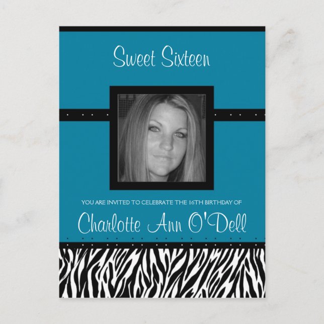 zebra; convite de aniversário (Frente)