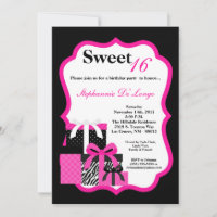 Zebra cor-de-rosa 5x7 apresenta Convite de anivers