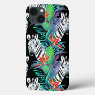 Zebra e teste padrão de flores exótico