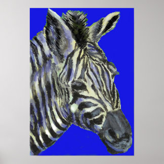 zebra em azul - poster
