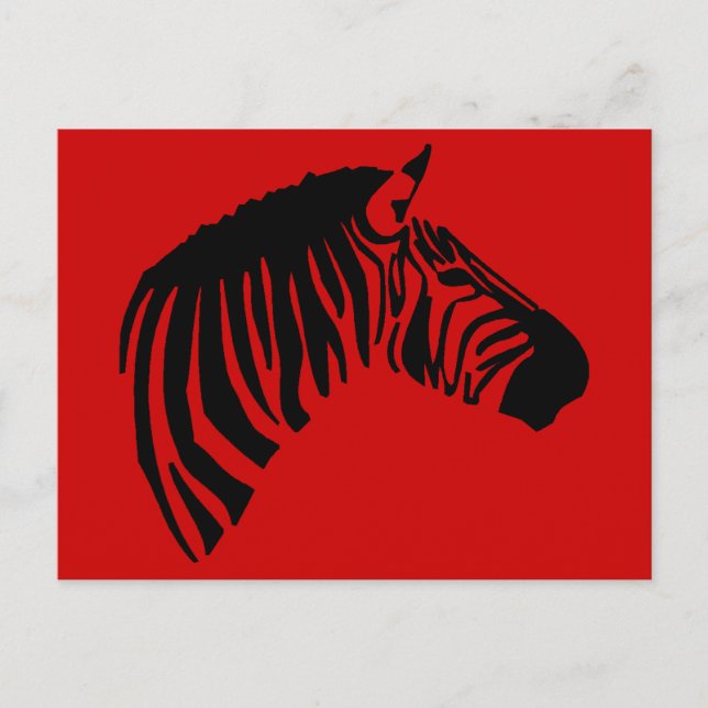 ZEBRA EM CARTÃO POSTAL VERMELHO (Frente)