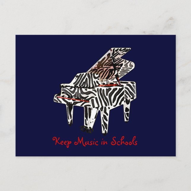 Zebra Grand Piano ~ Cartão postal / Convite (Frente)
