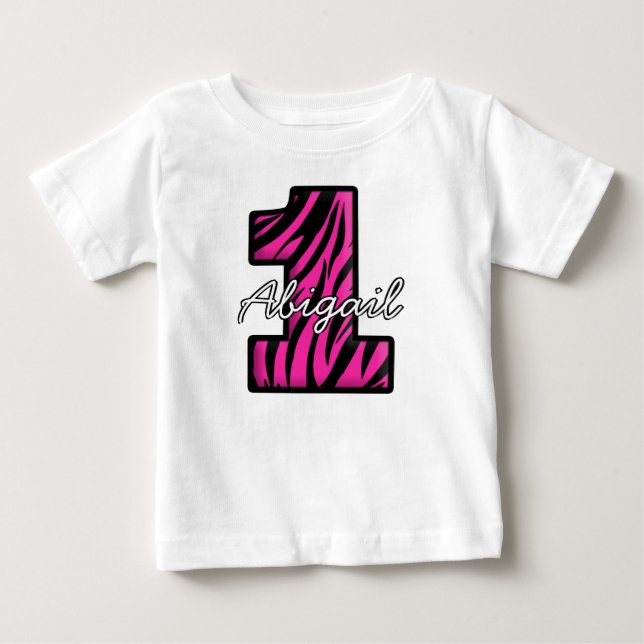 Zebra Negra Rosa, Camiseta de Um Ano (Frente)