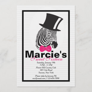 Zebra no Top Hat Convite