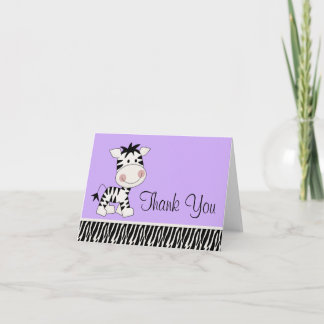Zebra Púrpura E Bonita Obrigado Cartões