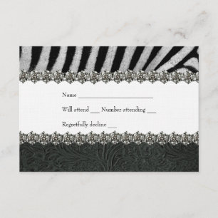 Zebra Rhinestone Black Leather RSVP