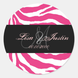 zebra rosa quente, autocolantes monogramas