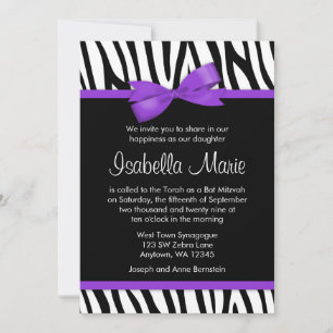 Zebra Roxo - Arco Impresso - Convite Mitzvah