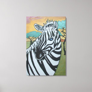Zebra Safari Metálico na Canvas