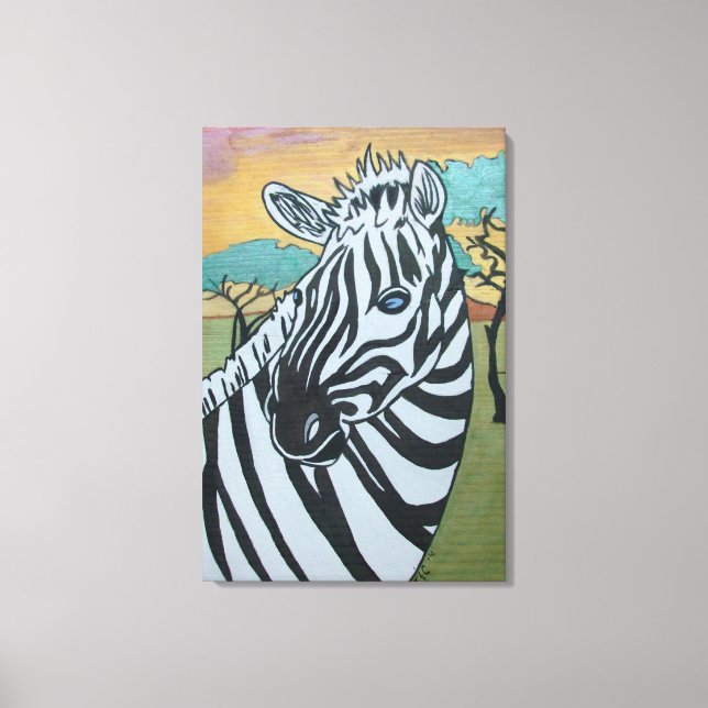 Zebra Safari Metálico na Canvas (Frente)
