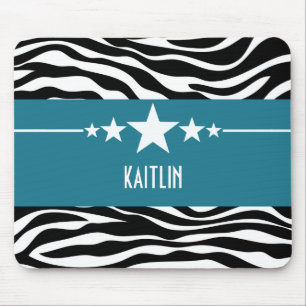 Zebra Sassy azul Mousepad da estrela