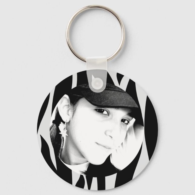 Zebra Striped Personalised Photo Chaveiro (Frente)