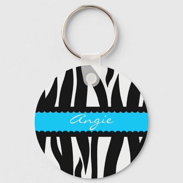Zebra Stripes Padrão Nome Personalizado Chaveiro (Frente)