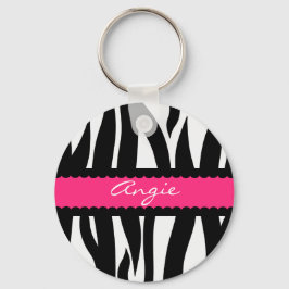 Zebra Stripes Padrão Nome Personalizado Chaveiro