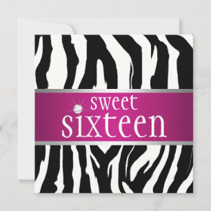 Zebra Sweet 16 Convite