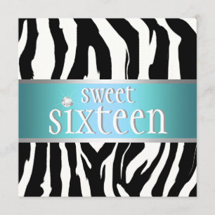 Zebra Sweet 16 Convite