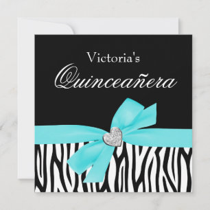 Zebra Teal Diamond Quinceanera Arco Convites