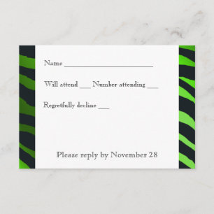 Zebra Verde limão Preto Strips rsvp com envelope